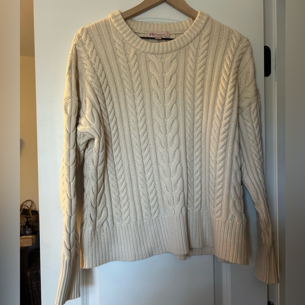 Philosophy Cream Cable Knit Sweater